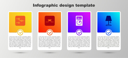 Poster - Set Switch in electronic circuit, Buzzer, Ampere meter, multimeter and Table lamp. Business infographic template. Vector