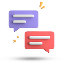 Fototapete - 3d rendering of speech bubble, 3D pastel chat icon set. Set of 3d speak bubble.