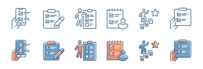 Leinwandbilder - checklist to-do task business project progress priority checkmark icon set clipboard mission plan approval document tasklist management vector symbol illustration for web and app template design