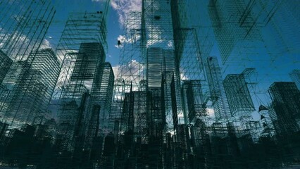 Poster - futuristic city skyline, artificial intelligence, internet of things,aerial view of the city of the 