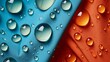 Waterproof fabric displayed next to droplets of water.