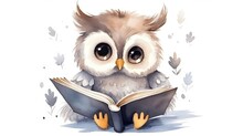  An Owl Is Reading A Book While Wearing A Hat And Glasses.  Generative Ai