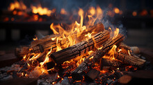 Light The Wood Fire For The Barbecue During A Cold UHD Wallpaper Stock Photographic Image
