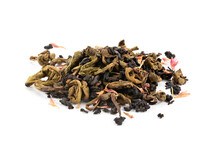 Tea With Strawberry Flavor And Passion Fruit On White Background.