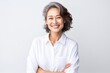 © Virtual Art Studio - Portrait of Asian senior woman posing on white wall background.