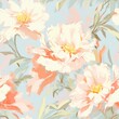 © SEUNGJIN - delicate pastel light floral peonies pattern with paint strokes. generative ai.