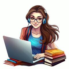 Studious Student Graphic Vector