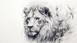 a black and white drawing of a lion's face.  generative ai