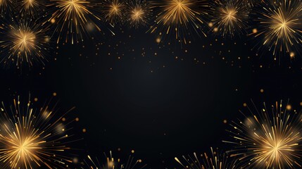 Wall Mural - Banner with fireworks on light black background