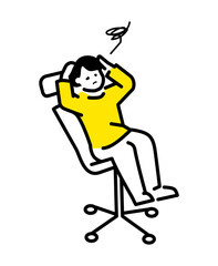 Wall Mural - Illustration of a worried person leaning back on a chair