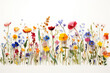 © pkproject - Chromatic Elegance, Colorful Bouquet Art Set Against a Pure White Backdrop, A Symphony of Hues
