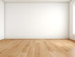 Empty room with wooden floor and white wall. Room mock-up for design