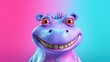  a purple dinosaur with big eyes and a smile on it's face.  generative ai