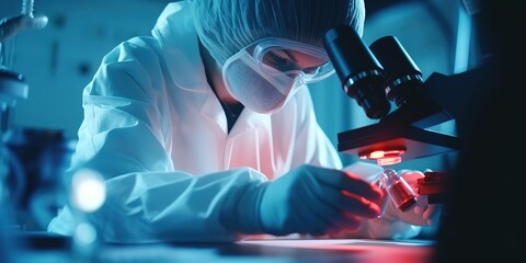 Poster - The concept of fighting coronavirus by doctors and in laboratories
