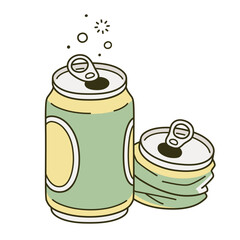 Wall Mural - Two empty beer cans cartoon drawing