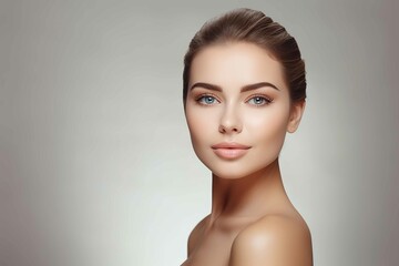 Wall Mural - Beautiful face of young woman with perfect health skin, spa concept