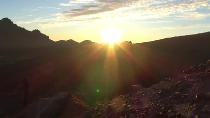 Wall Mural - Stunning sunset at the Roques de Garcia in Tenerife.