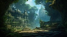 Landscape Within A Dense Jungle, Hiding Ancient Temples, Overgrown Vines, And Mysterious Encouraging Players To Unravel The Secrets Of The Past Game Art