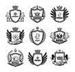Set vintage monochrome heraldic emblems