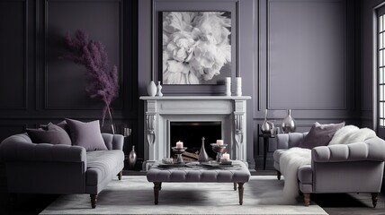 Poster - A living room with a monochromatic color palette