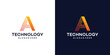 © Crelaba_Std - letter A tech style. initial A for technology symbol, internet, system, Artificial Intelligence and computer. inspiration logo design modern.