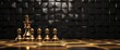 golden chess on black background. generative AI