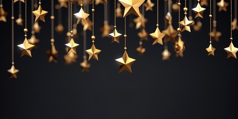 Wall Mural - background of gold stars lined up and hanging. generative ai
