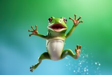 Happy Frog Jumping And Having Fun.