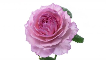 Wall Mural - Beautiful opening pink rose on white background. . Holiday, love, birthday border. Wedding, Valentines Day, Mothers Day, Womans Day concept.