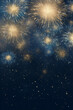 dark blue invitation card with beautiful golden fireworks, sylvester