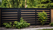 Metal Garden Fence Enhanced with Synthetic Black Privacy Screen Strips