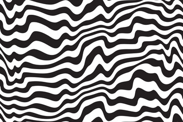 Aufkleber - Background with wavy lines. Twisted duo tone backgrounds. Abstract pattern from lines, halftone effect. Black and white texture. Minimalist design template for poster, banner, cover, postcard.
