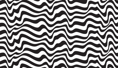 Aufkleber - Background with wavy lines. Twisted duo tone backgrounds. Abstract pattern from lines, halftone effect. Black and white texture. Minimalist design template for poster, banner, cover, postcard.	