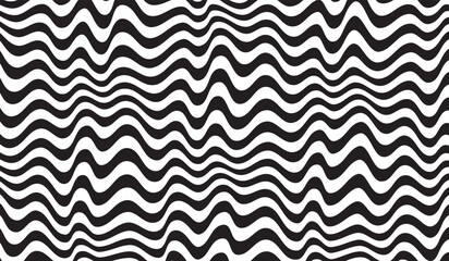 Aufkleber - Abstract seamless vector pattern. Waves. Lines. Distorted. Isolated. Vector seamless pattern. Abstract op art texture with bold monochrome wavy stripes. Creative background with distorted lines. 