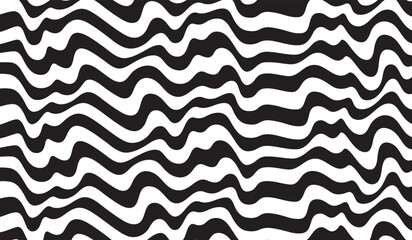 Aufkleber - Background with wavy lines. Twisted duo tone backgrounds. Abstract pattern from lines, halftone effect. Black and white texture. Minimalist design template for poster, banner, cover, postcard.	