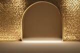 Fototapeta  - abstract background of empty room for your product. abstract background of empty room for your product. 3d illustration of a golden background with a gold arch