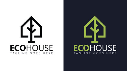 green house logo, eco logo, vector logo for real estate home solutions