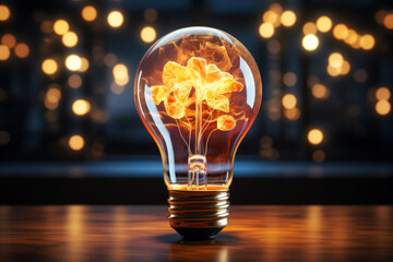 Sticker - A brain-shaped lightbulb glowing brightly, representing the concept of creativity and innovative thinking. Concept of creative ideas. Generative Ai.