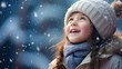 Image of a child with a radiant smile, savoring the first snowfall.