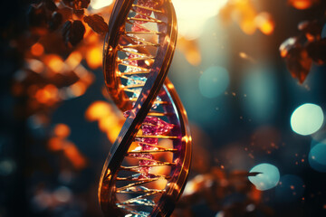 Aufkleber - A DNA double helix, representing the genetic code that shapes our physical existence. Concept of biological reality. Generative Ai.
