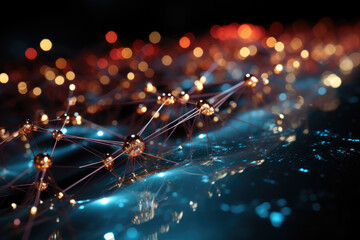 Aufkleber - An intricate web of quantum particles, illustrating the complexity of quantum reality and its connection to consciousness. Generative Ai.