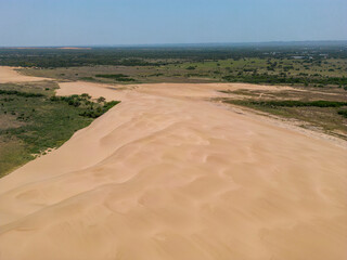 Aerial view of the sand dunes at the landscape protection area 