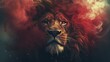 Red smokey background lion head beautiful picture Ai generated art