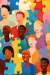 © gridspot - Group of colorful diverse men and women puzzle shaped pieces
