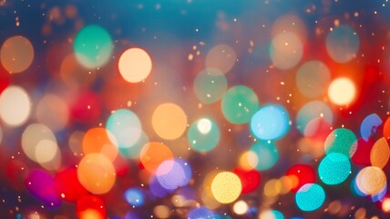 Blurred Bokeh of Festive Christmas Lights: Radiant Glows and Abstract Background in Circles of Color