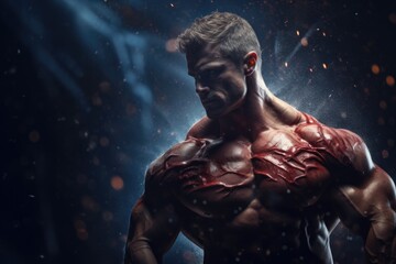 Poster - A man with a muscular body is posing for a picture. This versatile image can be used in various contexts