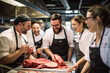 Within the tasting lab, a group of technologists taste and assess a recipe, their smiles reflecting their dedication to creating exceptional meat products that satisfy discerning p 