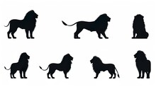 Lion Silhouette Set Isolated Vector Image
