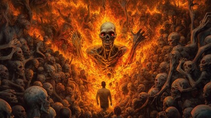 Artistic realm dead fire grim reaper artwork illustration picture AI generated art