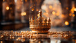golden crown with lights on a dark background